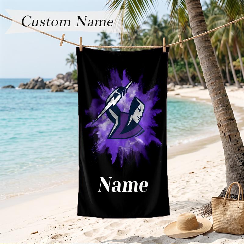 Melbourne Storm Custom Name Printed Beach Towel Personalized Soft Towel For Swimming Beach Travel