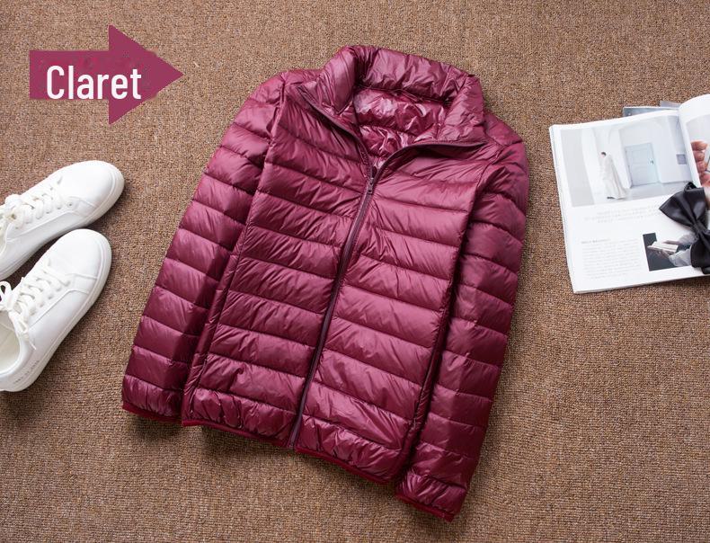 Men's Oversized Hooded Down Jacket - Short, Thin, Stand-up Collar, Large Size