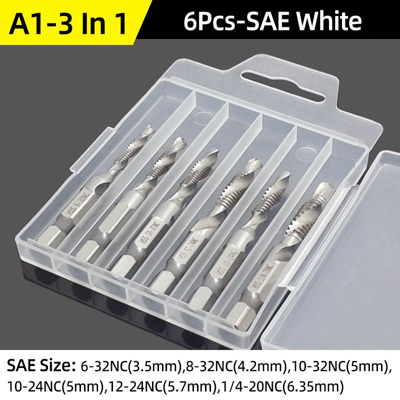 Compound Screw Tap Bit Set M3/4/5/6/8/10 Hex Spiral Tap Countersink Drill Reamer Titanium Soft Metal Tapping Chamfering Tools