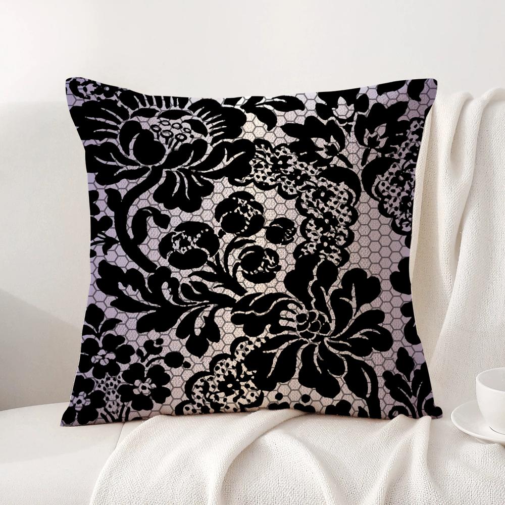 Lace Flower Cushion Cover Natural Linen Organic Fabric DoubleSided Printing Sofa Home Decor Gift Pillow Cover