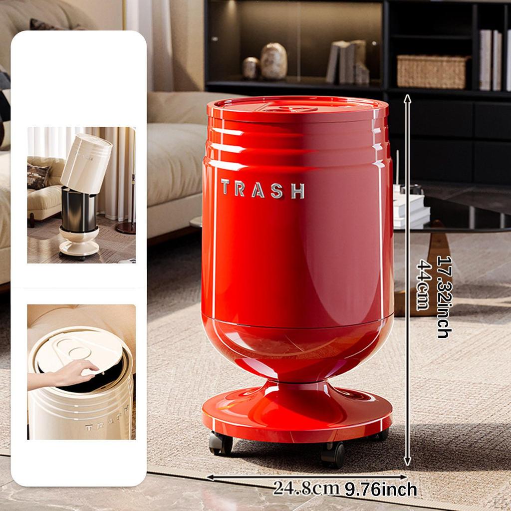 Rolling Trash Can Garbage Container Multipurpose Decorative Waste Basket with Lid for Dorm Kitchen