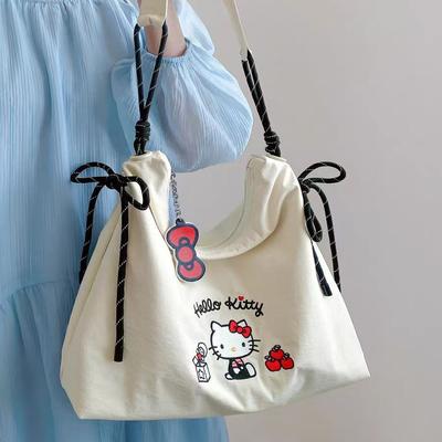 TOUHELLOKITTY Hello Kitty Kt Canvas Bag Women's Tote Bag Large Capacity Relaxation Korean Lazy Wind