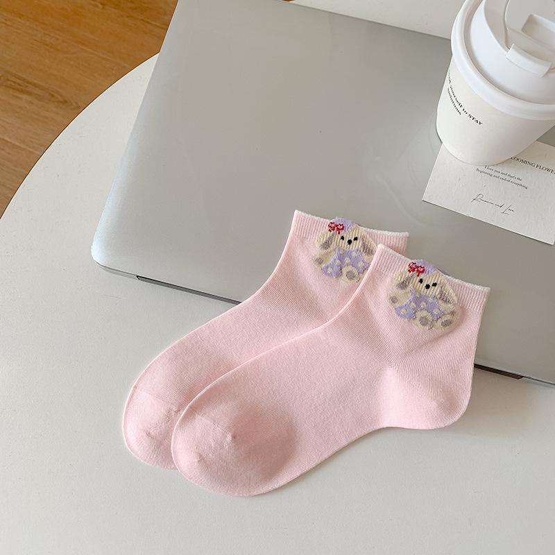 Cute Socks, Women's Spring and Autumn Short Socks, Cotton Socks, Cartoon Long Socks, Summer Thin Mid-calf Socks