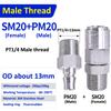 Pneumatic Fitting 304 Stainless Steel C Type Self locking Hose Quick Connector High Pressure Coupler Plug PF SF PM SM 20/30/40