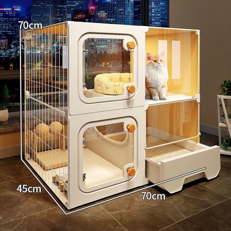 Extra-Large Indoor Cat Villa: One Room, Living Room, Bathroom - Spacious Cat Cage & Nest with Integrated Toilet