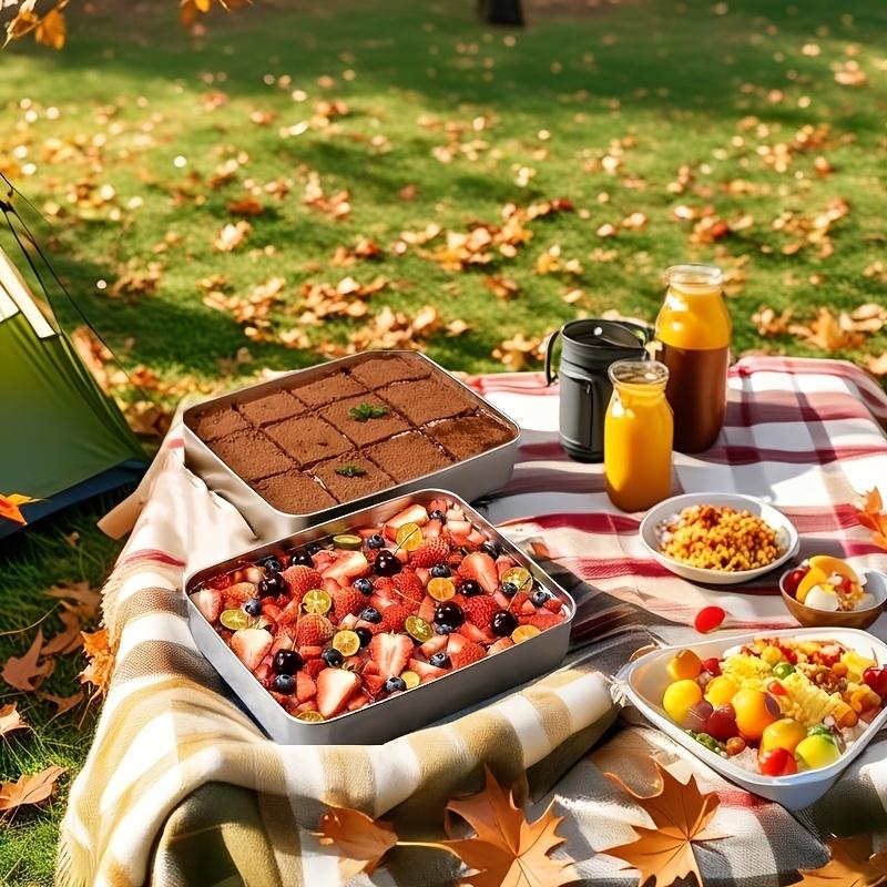 Set mit 5 Edelstahl-Lebensmittelbehältern mit transparenten Deckeln - Große quadratische Behälter, geeignet für Fleisch, Obst und Gemüse