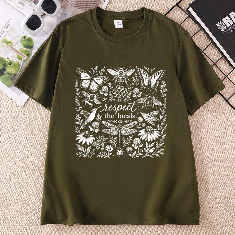 Respect The Locals TShirt for Unisex Unisex Save The Bees Tee Nature Lover Butterfly Gardener Printed T Shirts Unisex Clothing
