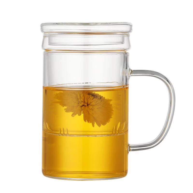 ZISIZ 400ml Glass Tea Infuser Cups with Lid (2-Pack)