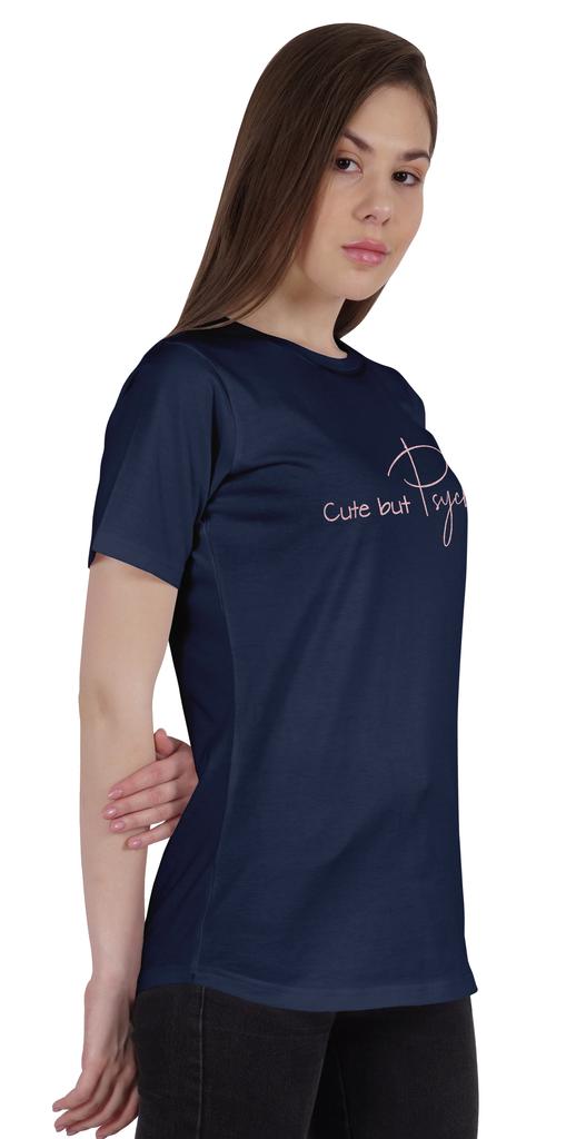 Inkmeso Women Quote Top   Cute But Psycho   Graphic Print Tee T-Shirt
