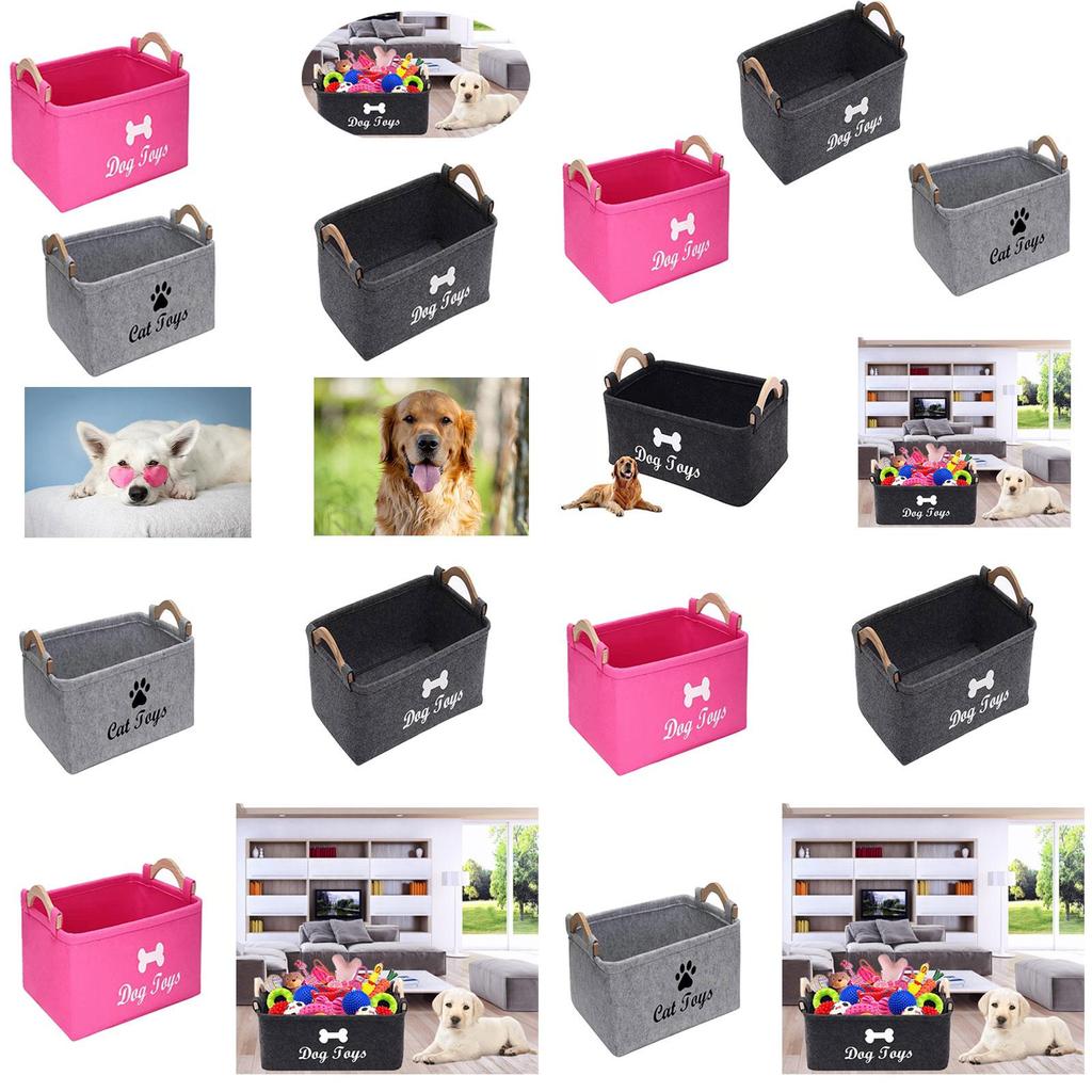 Aufbewahrungsbox aus Filz mit Holzgriff Großer quadratischer Aufbewahrungsbehälter für Haustierspielzeug