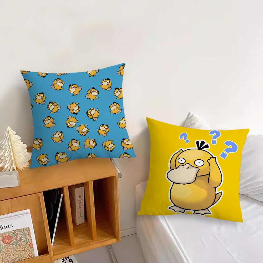 Kreslený P-Psyduck Roztomilý Pohovka Obývací pokoj Ložnice Čelo postele Opěrka Polštář Čtvercový polštář Polštář na zdřímnutí Povlak na polštář
