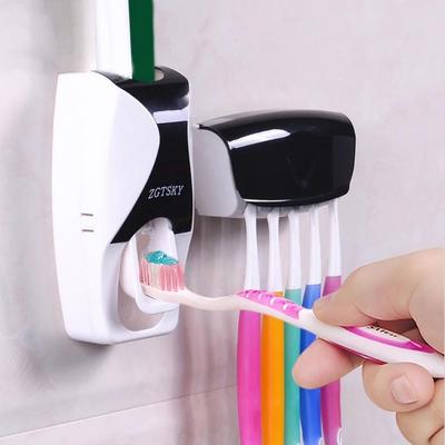 Set di dispenser automatico di dentifricio per porta spazzolino da parete pigro per bagno