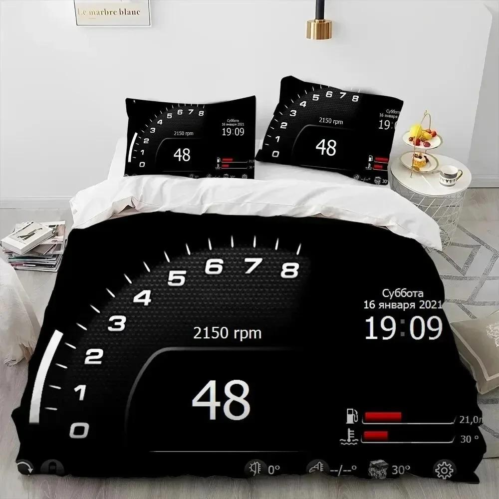 3D Racing Car Dashboard Comforter Bedding Set,Duvet Cover Bed Set Quilt Cover Pillowcase,King Queen Size Bedding Set Adult Boys