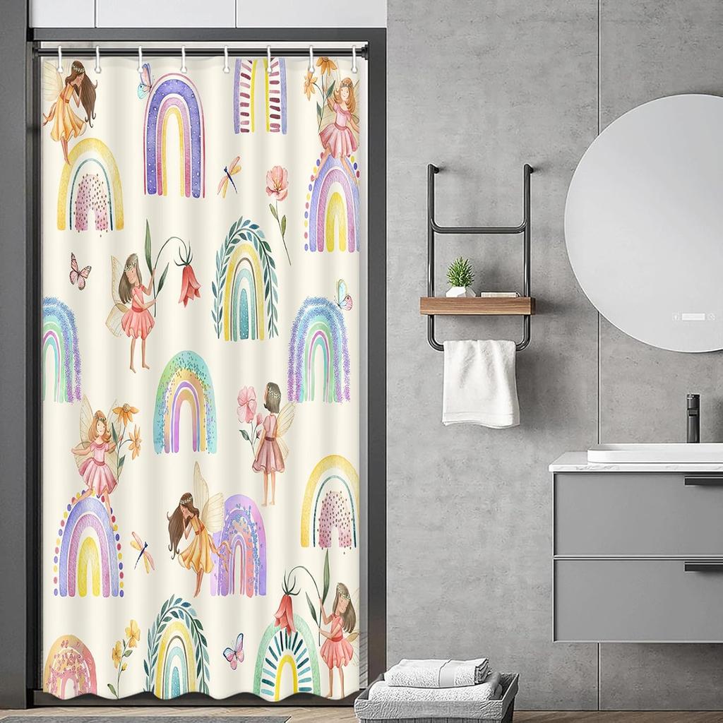 Funny Teen Boy Girl Shower Curtain Set for College Dorm Bathroom, Cute Colorful Bathroom Rules Fabric Shower