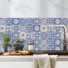 Blue and White Porcelain Tile Sticker 24pcs Self Adhesive Home Kitchen Smooth