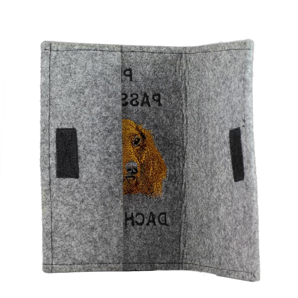 Dachshund Long-haired, Wiener dog, Badger dog - Dog passport case, document case, gift for the traveller from the Art-Dog brand
