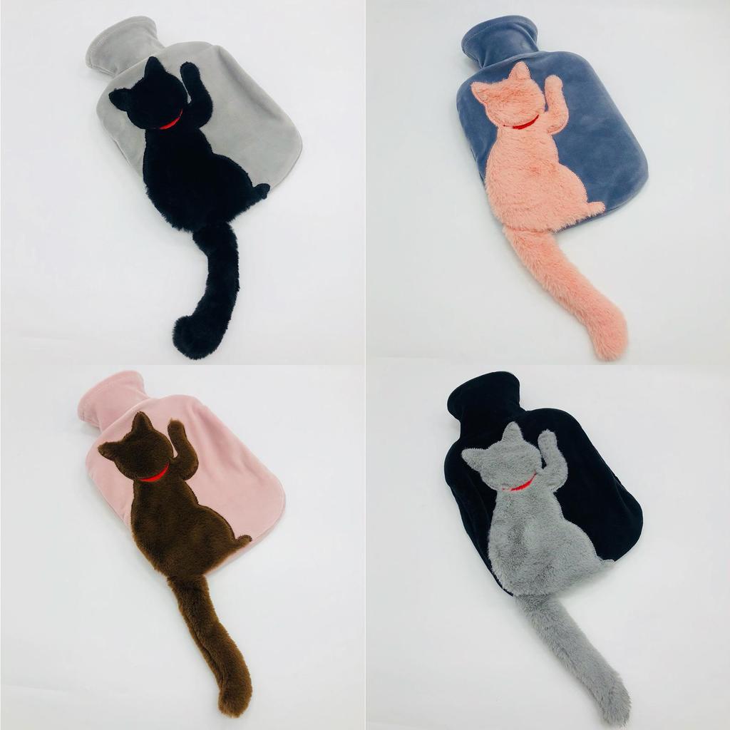 Adorable Plush Cat Design Water Injection Hot Water Bag Soft Durable Pvc Material For Cozy Warmth