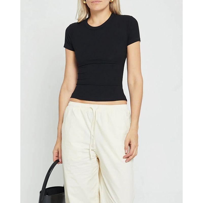 Skims Kardashian Original Soft Lounge Modal Rib Stretch Silm Round Neck Short Sleeve Tops