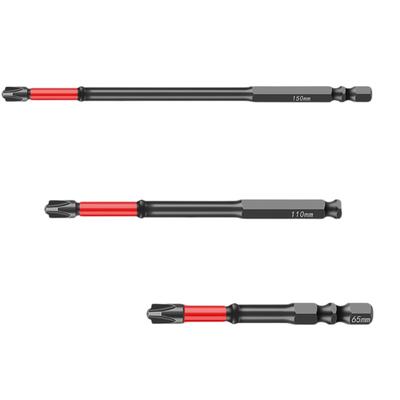 Schlagschrauberbit mit Magnet für Elektriker-Schraubendreher 65mm/110mm/150mm Schlitzkopf 1/4 Zoll Sechskantschaft