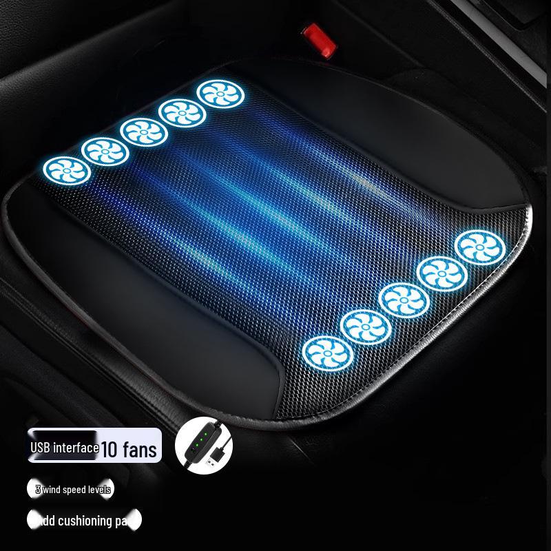 Car Cooling Seat Cushion with Breathable Fan for Summer Ventilation and Heat Dissipation
