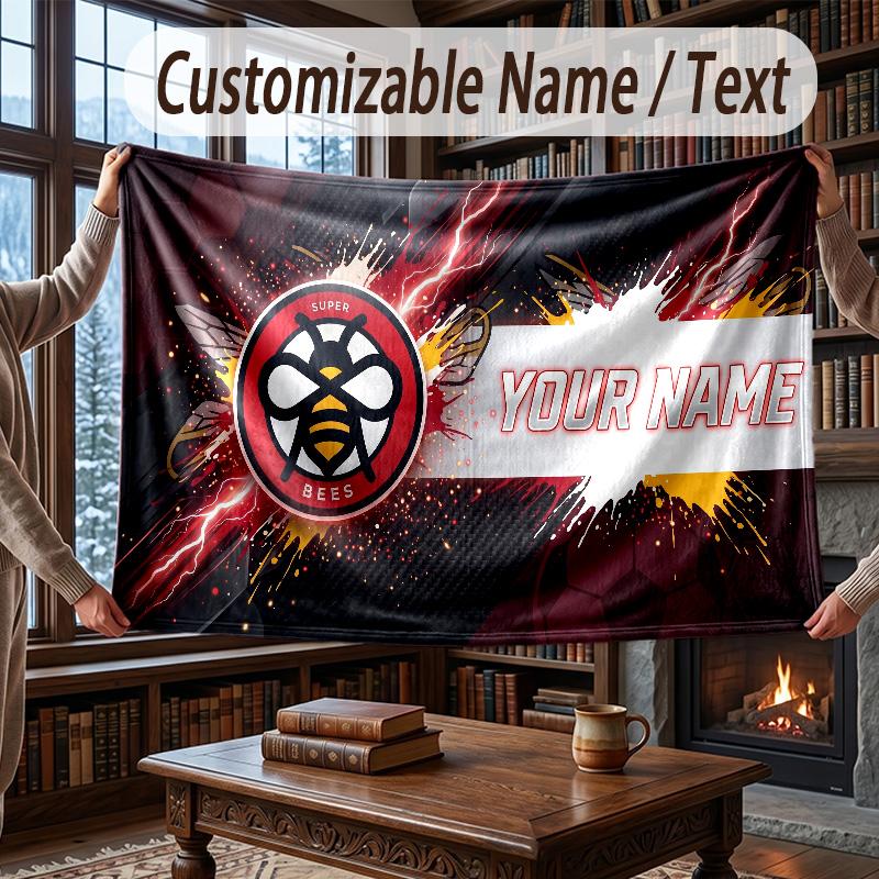 Coperta Plaid in Flanella con Nome Personalizzato Modello Calcio Brentford Calda Decorazione per la Casa
