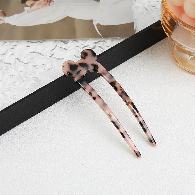 French Retro Cat U-Shaped Hairpin: Large, Elegant Acetate for Women