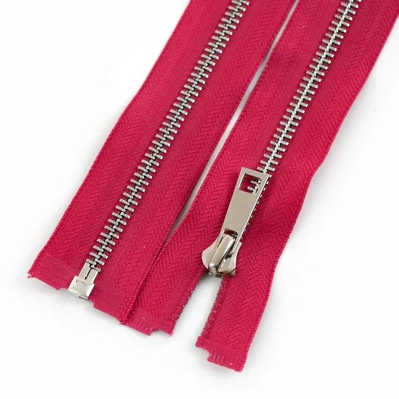 2Pcs 5# Sewing Metal Zippers 40/50/60/70/80cm Open-End Zipper Jacket Coat Auto Lock Zip Repair Kit DIY Bag Garment Accessories