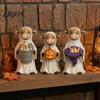 Feiertags-Schreibtisch-Dekoration 3 Stück Halloween-Geister Hochlandrinder-Figuren, Harz-Yaksha-Statuen mit Kürbis, Einzigartiges Bauernhaus-Geschenk Tischdekorationen für