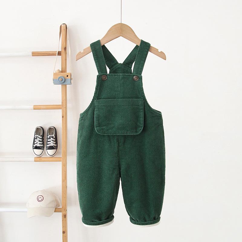 2025 Winter Korean Style Corduroy Overalls for 0-3 Year Olds - Velvet-Lined for Extra Warmth