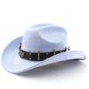 Suede Western Cowboy Hat Vintage Metal Jazz Hat Men's and Women's Ethnic Style Autumn and Winter Big-brimmed Top Hat