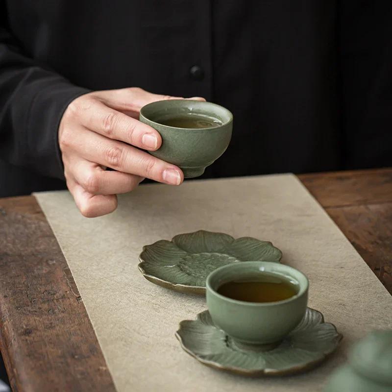 1 Pcs Japanese Ceramic Teacup Handmade Pottery Tea Bowl Travel Meditation Cup Exquisite Master Cup Household Tea Set 70ml