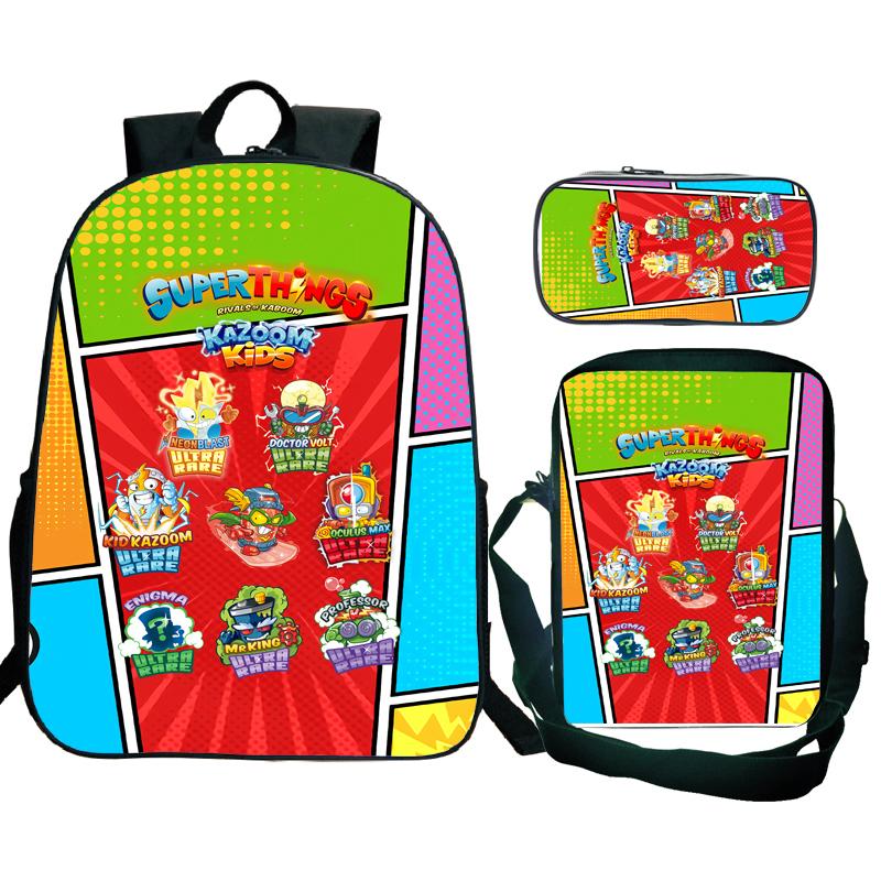 3Pcs/set Superzings Kazoom Kids Backpack Superthings Teenager Students Schoolbag Rucksack Children Laptop Daypack