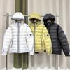 Jachetă puffer ușoară din bumbac cu glugă pentru bărbați și femei, cu fermoar frontal, buzunar aplicat, îmbrăcăminte exterioară casual de iarnă pentru streetwear