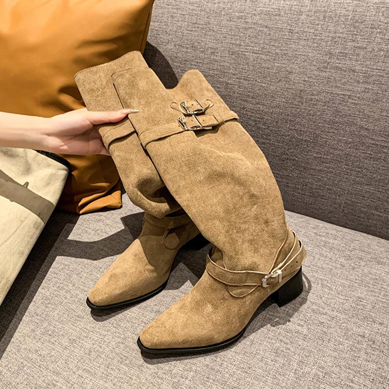 Coarse Heel High Heel Pointed Tall Boots Children 0000 New Autumn Western Cowboy Sichuan-Tibet Pile Knight Boots