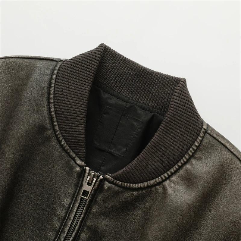 Damenmantel 2026 Neue Vintage Lederimitat Bomberjacke Mantel Cooler Stil Top