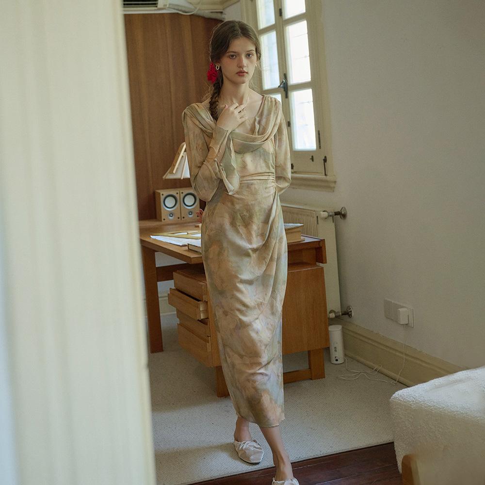 Simpeulleteulo Sr_Vintage Oil Painting Print Dress