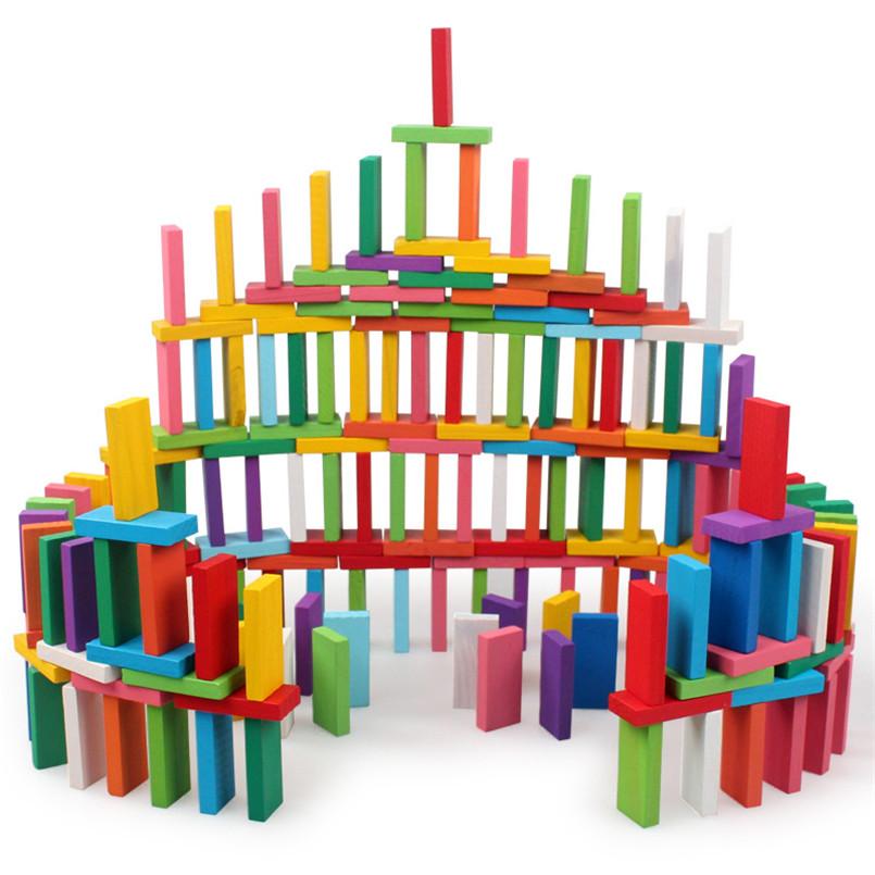 120/240Pcs Wooden Domino Toys Children Colored Rainbow Dominoes Building Blocks Kits Montessori Educational Toy Interactive Game