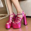Mote 2024 Damer Høyhæl Dobbel Vanntett Plattform Sandaler for Kvinner Luksusmerke Designer Sommerfest Chunky Pumps og Sko