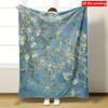 2D Flat Printing 1pc, Almond Flower Pattern Fleece Blanket, Soft Casual Warm Blanket, Multifunctional Office Blanket, Outdoor Camping Travel Blanket, 