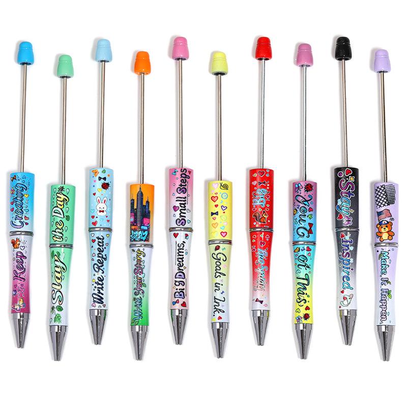 Rotating Acrylic Beaded Pen with Creative UV Printing for Students