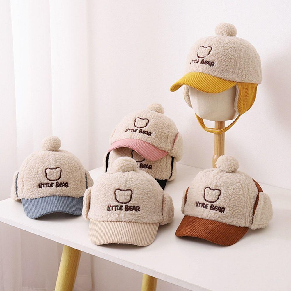 Warm Baby Baseball Cap Earmuff Kids Peaked Caps Fashion Padded Baby Ear Caps  Toddler