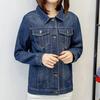 Blaue kurze Jeansjacke mit Taschen Damen Boyfriend-Jeansmantel Streetwear Vintage Herbst Basic Mäntel Oberbekleidung