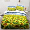 3D Sunflower Printing Set Bedding Floral Pattern Three-piece Set Living Room Bedroom Home Decoration Pillowcase Quilt Cover Gift
