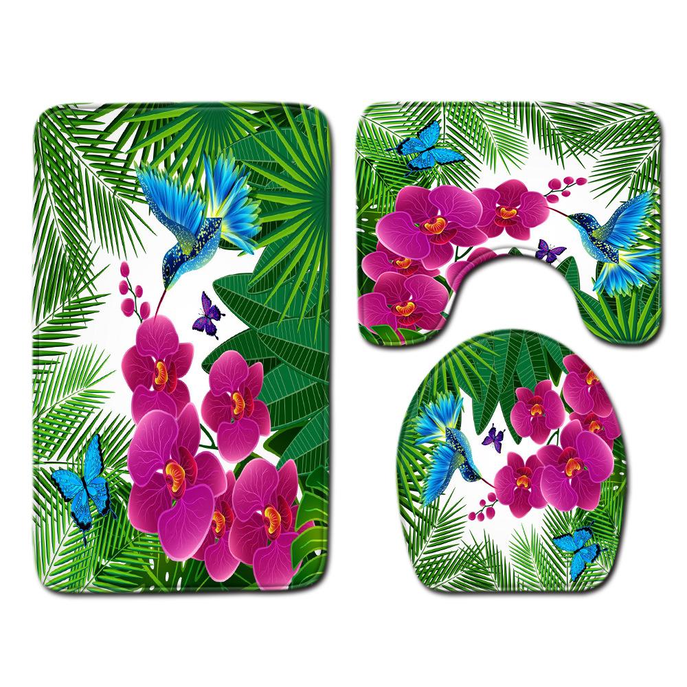 Kingfisher Floor Mat Bathroom Mat Toilet Three-Piece Set