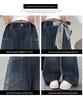 Girls' High-Waisted Wide-Leg Jeans - Deep Blue Multi-Pocket Slimming Pants for Older Children