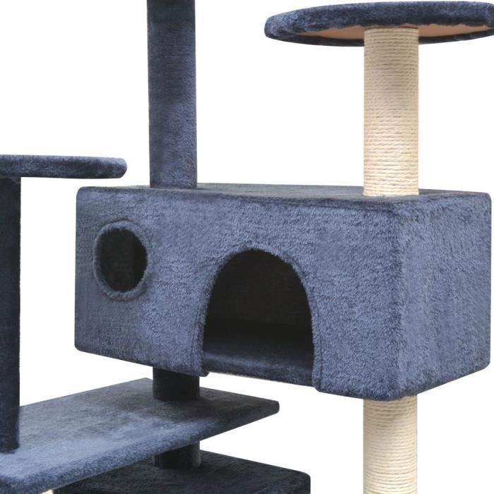 Arbre à chat - vidaXL - 125 cm - Bleu foncé - Griffoirs en sisal - Intérieur