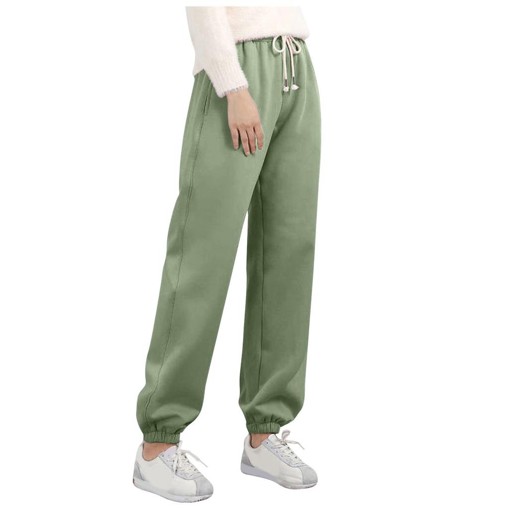Women's Fleece Lined Thickened Sweatpants Harem Pants Loose Fit Warm Casual Athletic Joggers with Elastic Waist and Drawstring