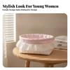 Quilted Textile Basket Gingham Lining Lace Trim Dotted Pattern for Desk