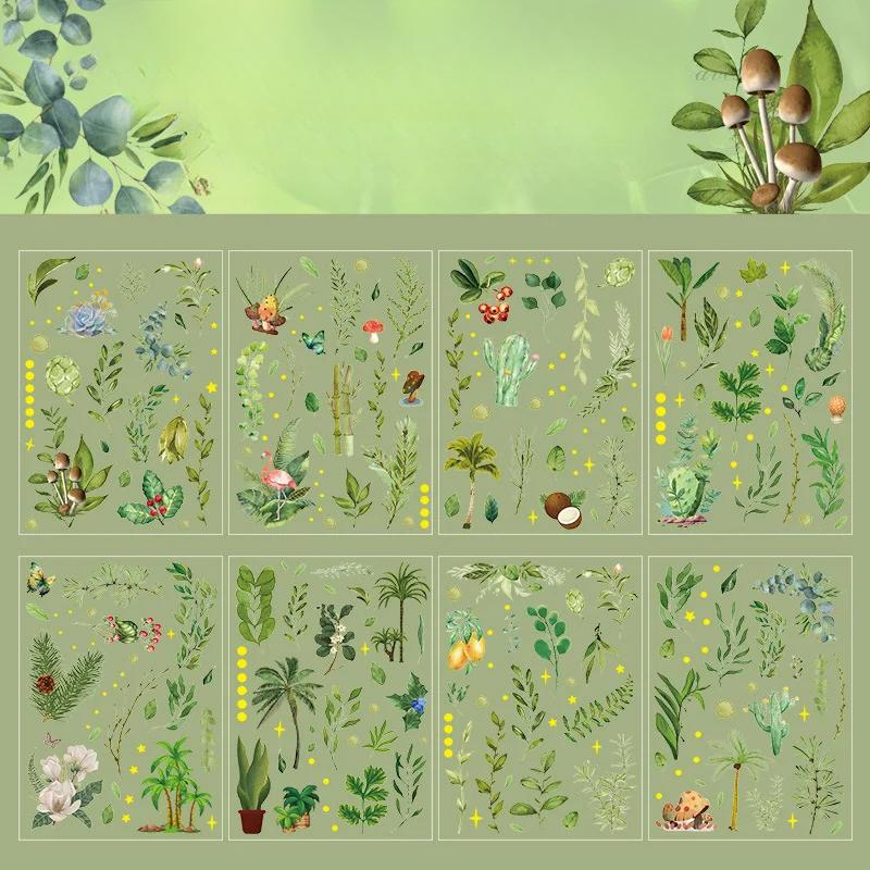 

8 Sheets/set Vintage Autumn Leaves Stickers Creativity Decorative Hand Account Diary Scrapbooking Material Junk Journal Supplies