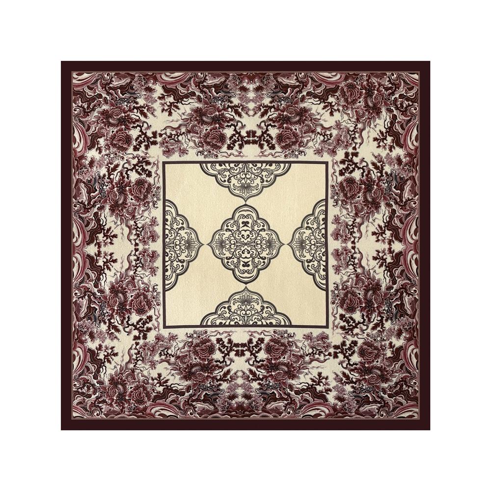 Summer ethnic style flower silk scarf women's neck small square scarf 61cm herringbone soft small scarf neck protection scarf